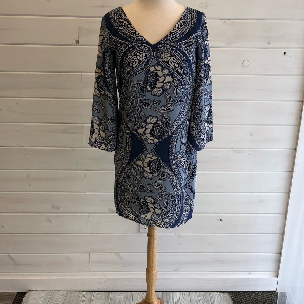 Blue floral print dress